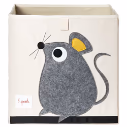 3 Sprouts SP3UBXMOU, Storage box, Beige, Grey, Square, Polyester, Image, Children's room