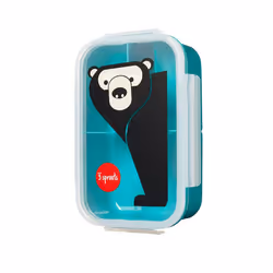 3 Sprouts SP3IBBBEA, Lunch container, Child, Green, Polypropylene (PP), Silicone, Image, Rectangular