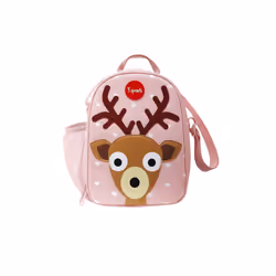 3 Sprouts deer lunch bag, Lunch bag, Child, Pink, PU leather, Polyester, Polyethylene-vinyl acetate (PEVA), Image, Girl