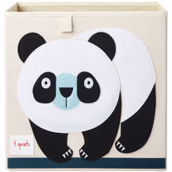 3 Sprouts Panda storage box, Storage basket, Black, White, Rectangular, Polyester, Image, Indoor, Universal