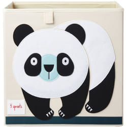 3 Sprouts Panda storage box Storage basket Rectangular Polyester Black, White