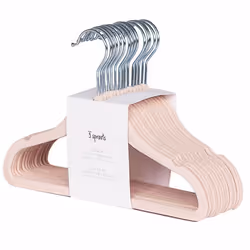 3 Sprouts Pink Velvet Non-Slip Hangers (15 Per Set), Metal, Plastic, Polyester, Pink, 15 pc(s), 290 mm, 205 mm