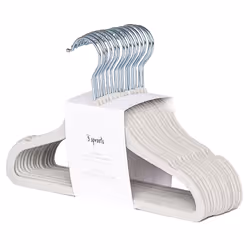 3 Sprouts Gray Velvet Non-Slip Hangers (15 Per Set), Metal, Plastic, Polyester, Grey, 15 pc(s), 290 mm, 205 mm