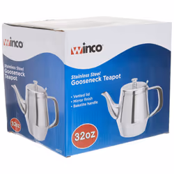 Winco Gooseneck Teapot 32-Ounce Stainless Steel Medium