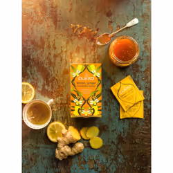 Pukka Lemon Ginger & Manuka Honey Herbal Tea Bags - Organic and Fair - Naturally Caffeine Free (Pack of 4)