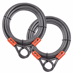 BV 30FT Security Steel Cable with Double Loops  Thick Heavy Duty Braided Steel Flex Cable  Bike Lock Cable 3/8 Inch for U-Loc ...