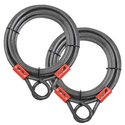 BV 30FT Security Steel Cable with Double Loops  Thick Heavy Duty Braided Steel Flex Cable  Bike Lock Cable 3/8 Inch for U-Lock Padlock  Vinyl Wrap for