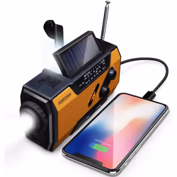FosPower Emergency Solar Crank Portable Radio, NOAA Weather Radio for Household and Outdoor Emergency with AM/FM, LED Flashli ...