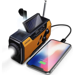 FosPower Emergency Solar Crank Portable Radio, NOAA Weather Radio for Household and Outdoor Emergency with AM/FM, LED Flashlight, Reading Lamp,