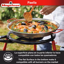 MAGEFESA Carbon - paella pan 9 in - 23 cm and 1 Servings  made in Carbon Steel  with dimples for greater resistance and lightness  ideal for cooking o
