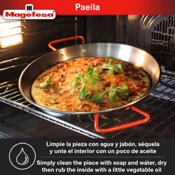 MAGEFESA Carbon - paella pan 10 5 in - 26 cm and 2 Servings  made in Carbon Steel  with dimples for greater resistance and lightness  ideal for cookin