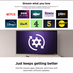 Westinghouse 32" LED Roku TV,32 inch Smart TV, with Apple TV+,BBC,Netflix,Freeview Play,Live TV,Voice Assistant,Dolby Audio Media Player,WR32HK2300