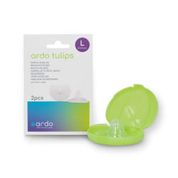Tulips Contact Nipple Shields with Storage Case. Soft Silicone Breastfeeding Shield Set Free from BPA for Nipple Protection When Breastfeeding.