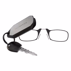 ThinOPTICS Reading Glasses + Keychain Fob | Black Frames, 1.00 Strength