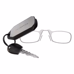 ThinOPTICS Reading Glasses + Keychain Fob | Clear Frames, 1.00 Strength