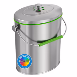iTouchless Ecowise Stainless Steel Compost Bin Kitchen Countertop 1.6 Gallon Trash Can Includes Odor Filter Titanium RustFr ...