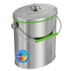 iTouchless Ecowise Stainless Steel Compost Bin Kitchen Countertop  1.6 Gallon Trash Can Includes Odor Filter  Titanium RustFree SpaceEfficient Slim