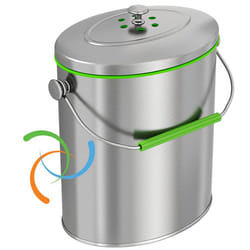 iTouchless Stainless Steel compost Bin 16 gallon Includes AbsorbX Odor Filter System  Pest-Proof  Titanium Rust-Free Space-efficient Slim Oval Shape 6
