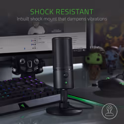 Razer Seiren X - Streaming USB Condenser Microphone (Compact with Damper, Supercardioid Recording Pattern, No Latency, Mute Button, Headphone Jack)