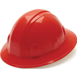Pyramex Safety SL Series Full Brim Hard Hat  6-Point Ratchet Suspension  Red  Medium