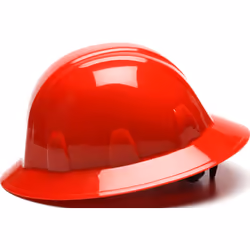 Pyramex Safety SL Series Full Brim Hard Hat  6-Point Ratchet Suspension  Red  Medium