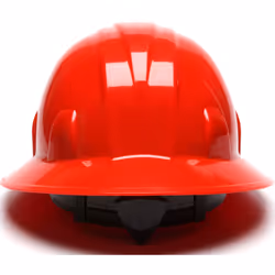 Pyramex Safety SL Series Full Brim Hard Hat  6-Point Ratchet Suspension  Red  Medium