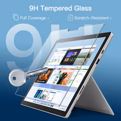 Screen Protector for Surface Pro 7 Plus/Surface Pro 7 12.3-Inch, 9H Tempered Glass Film, Support Surface Pen, HD Clear, 2-Pack