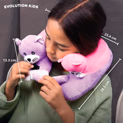 Cabeau Evolution Kids Travel Pillow with Innovative Chin Strap  Head Support  Super Soft  Fun Children Pillow Design for Com