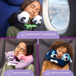 Cabeau Evolution Kids Travel Pillow with Innovative Chin Strap  Head Support  Super Soft  Fun Children Pillow Design for Com