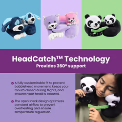 Cabeau Evolution Kids Travel Pillow with Innovative Chin Strap  Head Support  Super Soft  Fun Children Pillow Design for Com