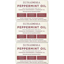Sunaroma Peppermint Oil & Rosemary Body Bar Soap  8 Ounce (Pack of 3)