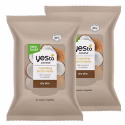 Yes To Face Wipes for Women and Men Restoring Facial Cleansing Wipes for use as a Make Up Remover Cleaning Soothing Coconut P ...