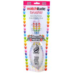 Watchitude: Scented Hair Brush - Watercolor Hearts - Kids Berry Scented Stylish Brush  Wet Or Dry Hair  Durable Bristles  Soft Touch Rubberized Finish