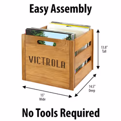 Victrola Wooden Crate - Table Top Album Holder and Organizer for All R