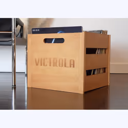 Victrola Wooden Crate - Table Top Album Holder and Organizer for All R