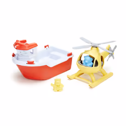 Green Toys Rescue Boat & Helicopter Bath boat Blue, Red, White, Yellow