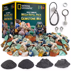 NATIONAL GEOGRAPHIC Rock Tumbler Refill Kit - 3 lbs. of Rough Gemstones and Rocks for Tumbling Including Amethyst and Quartz  ...
