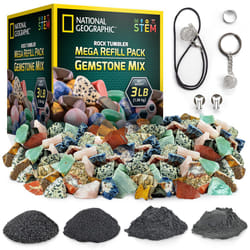 NATIONAL GEOGRAPHIC Rock Tumbler Refill Kit - 3 lbs. of Rough Gemstones and Rocks for Tumbling Including Amethyst and Quartz - Rock Tumbler Supplies I