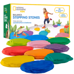 NATIONAL GEOGRAPHIC Stepping Stones for Kids - 10 Soft Durable Encourage Toddler Balance & Gross Motor Skills Indoor & Outd ...