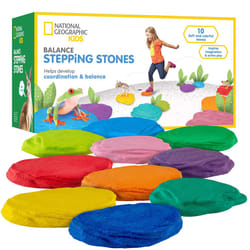 NATIONAL GEOGRAPHIC Stepping Stones for Kids - 10 Soft Durable  Encourage Toddler Balance & Gross Motor Skills  Indoor & Outdoor Toys  Balance Stones