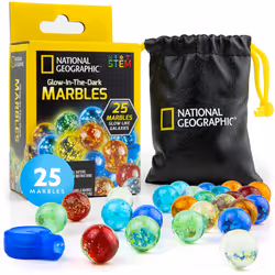 NATIONAL GEOGRAPHIC Glow in The Dark Marbles Refill - 25 Glass Marbles That Glow in The Dark  Includes Storage Pouch & UV Lig ...