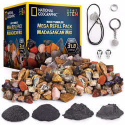 NATIONAL GEOGRAPHIC Rock Tumbler Refill Kit - 3 lbs. Rough Madagascar Rocks for Tumbling including Unpolished Jasper and Quar ...
