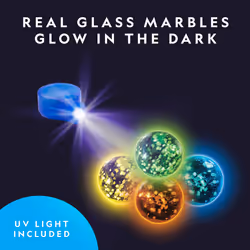 NATIONAL GEOGRAPHIC Glowing Marble Run - 115 Piece Construction Set with 25 Glow in The Dark Glass Marbles  Storage Bag  Great Creative STEM Toy for G