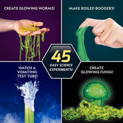 NATIONAL GEOGRAPHIC Gross Science Kit - 45 Experiments- Dissect a Brain  Make Glowing Slime Worms  for Kids 8-12  STEM Project Gifts Boys and Girls (A