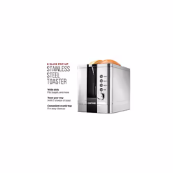 Chefman, 7 Shade Settings Pop-up Stainless Steel 2 Slice with Extra-Wide Slots, Thick Bread Bagel Toaster, Reheat, Defrost, Cancel, Lift Lever,
