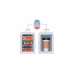 Chefman Portable White Personal Mini Fridge Cools Or Heats & Provides Compact Storage For Skincare, or 6 x 350-ml Cans W/a Lightweight 4-litre