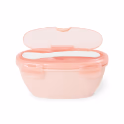 Skip Hop Easy-Serve Travel Bowl & Spoon, Lunch container, Adult, Coral, Monochromatic, Oval, Boy/Girl