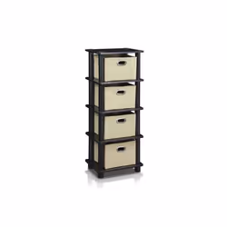 Furinno LACi 4-Bins System Rack, Espresso - 28.8 x 11.3 x 7.7 in.