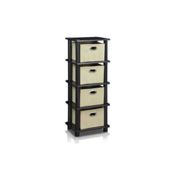 Furinno LACi 4-Bins System Rack, Espresso - 28.8 x 11.3 x 7.7 in.