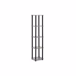 Furinno 99132GYW-BK Turn-N-Tube 5-Tier Corner Square Rack Display Shelf, French Oak Grey & Black